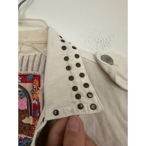 Johnny Was Biya Blazer Studded Embroidered White Y2k Bohemian Women's Size Small - Picture 13 of 16